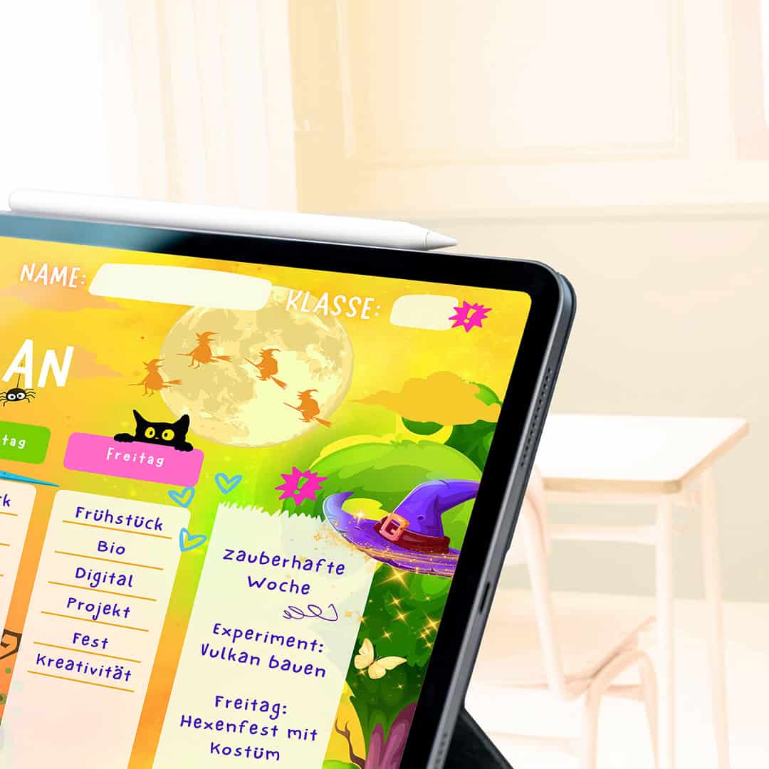 Witch Timetable for Children - Name Field Detail — Crealumi Witch's Treasure