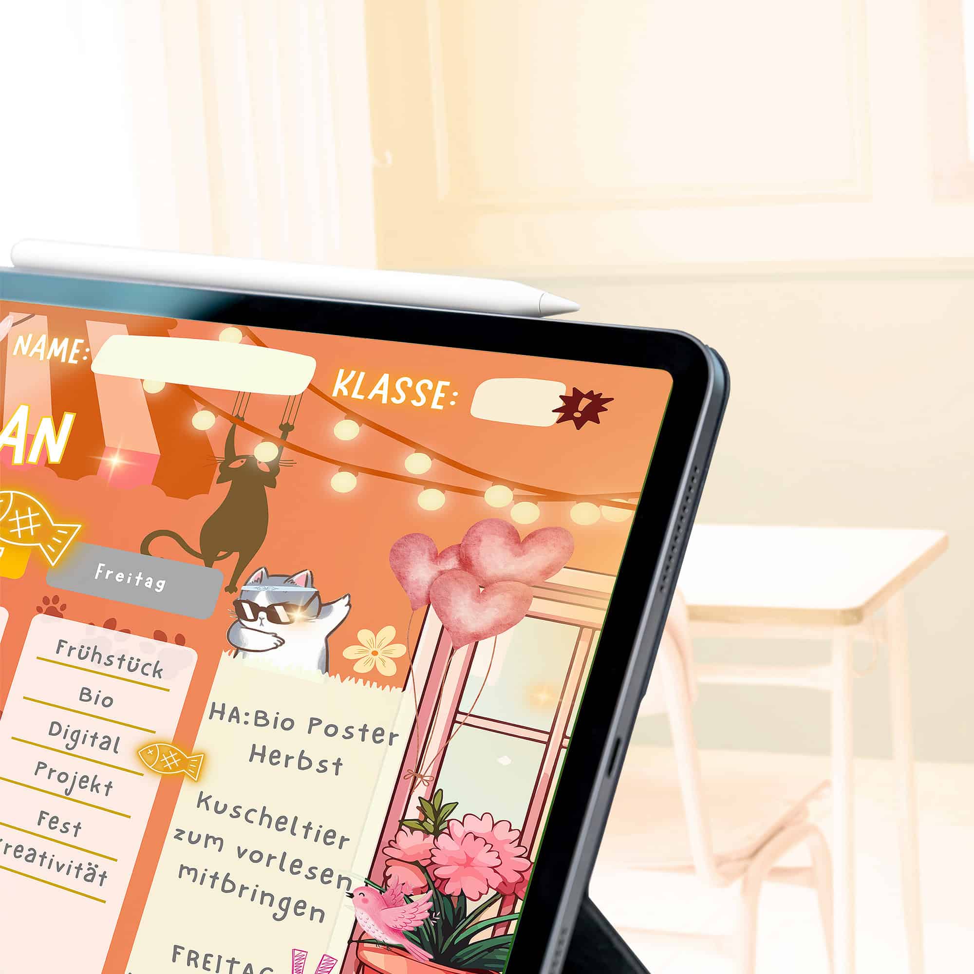 Stundenplan Katzen für Kinder Namensfeld-Detail — Crealumi Stubentiger-Fieber