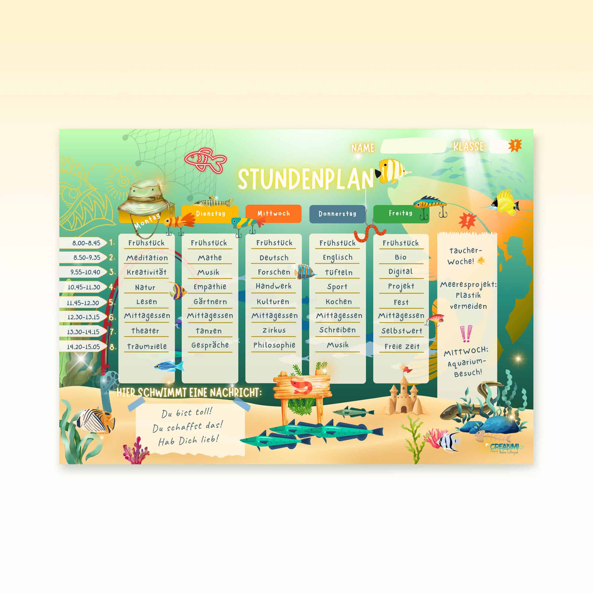 Orario della felicità del pescatore per bambini, con 8 ore di lezione — Crealumi Angler's Happiness