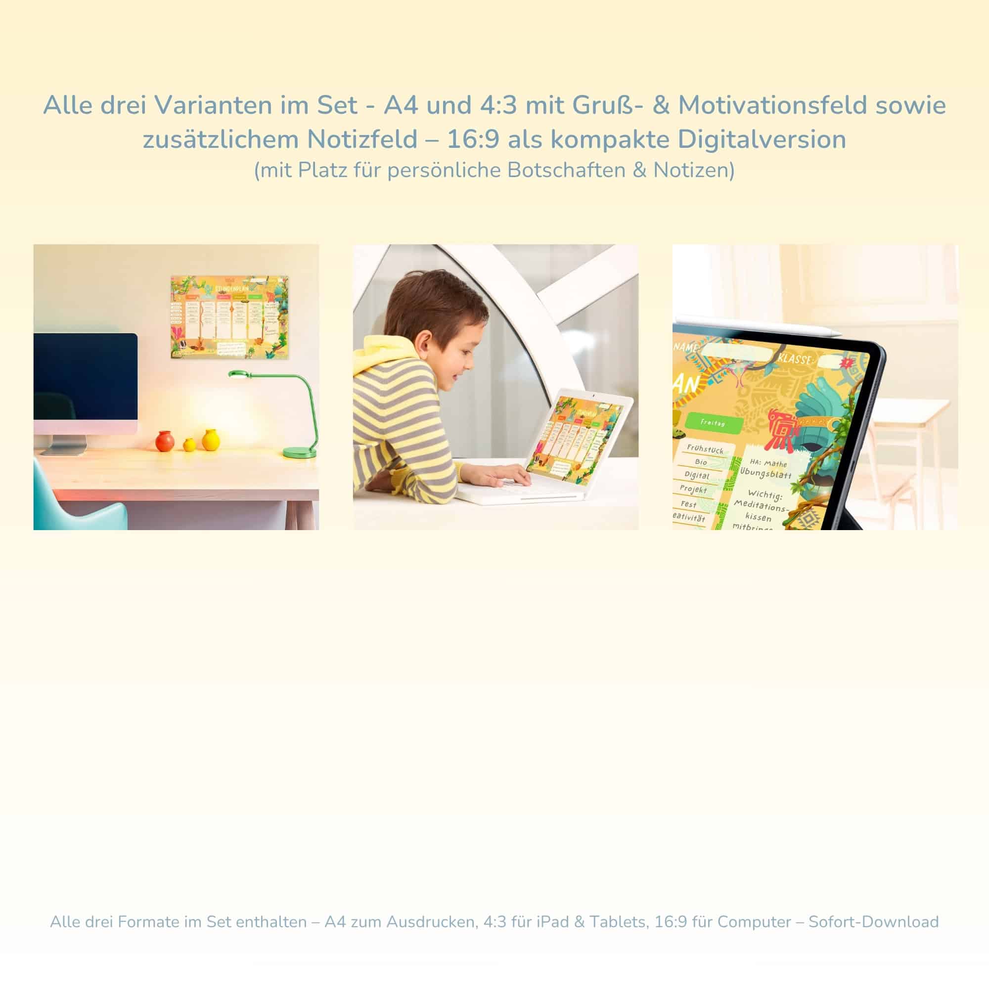 Aztec Timetable for Children: Overview of all 3 formats — Crealumi Sun Temple