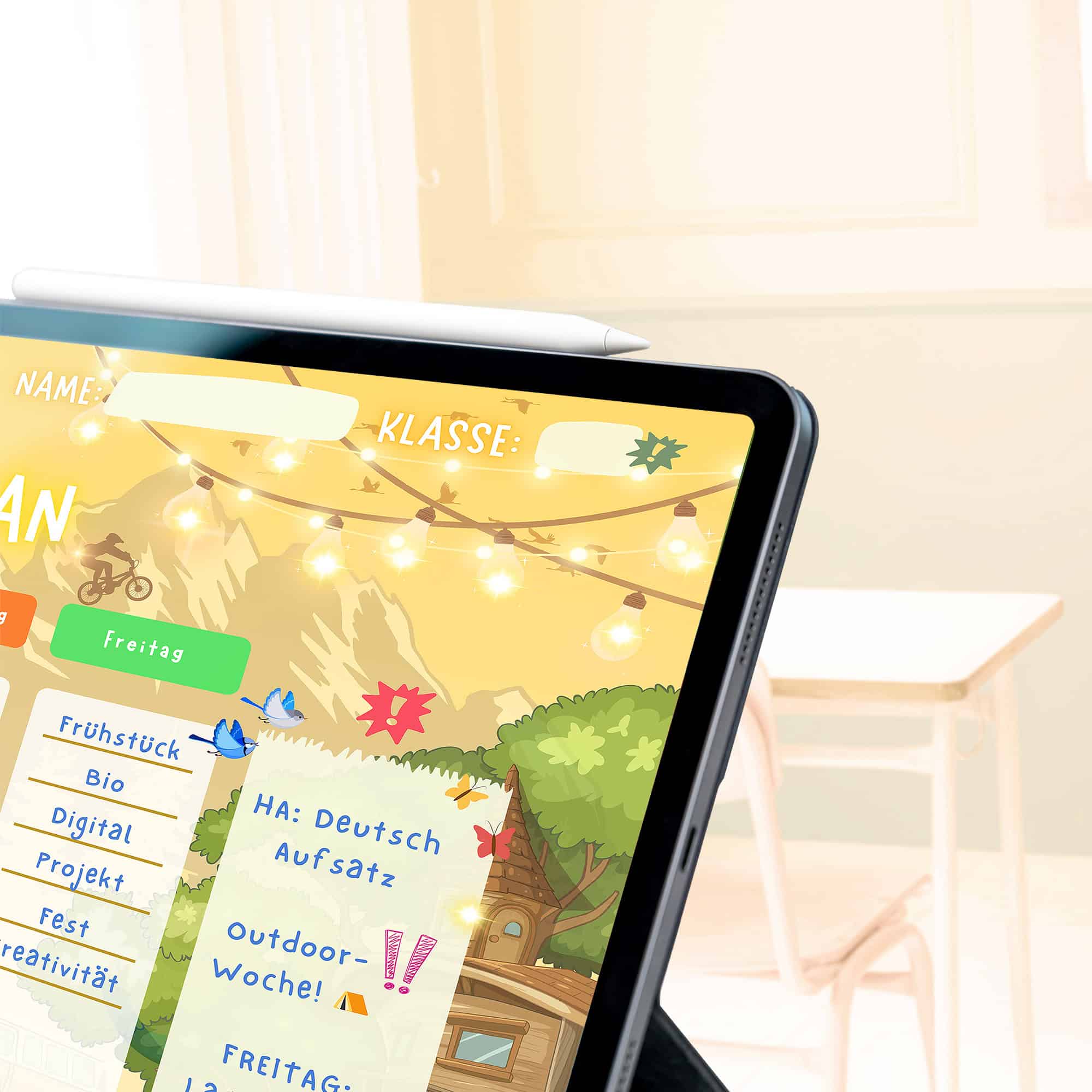 Stundenplan Camping für Kinder Namensfeld-Detail — Crealumi Campingabenteuer