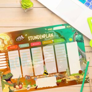 Stundenplan Dinosaurier für Kinder auf dem Schreibtisch — Crealumi Urzeitgebrüll