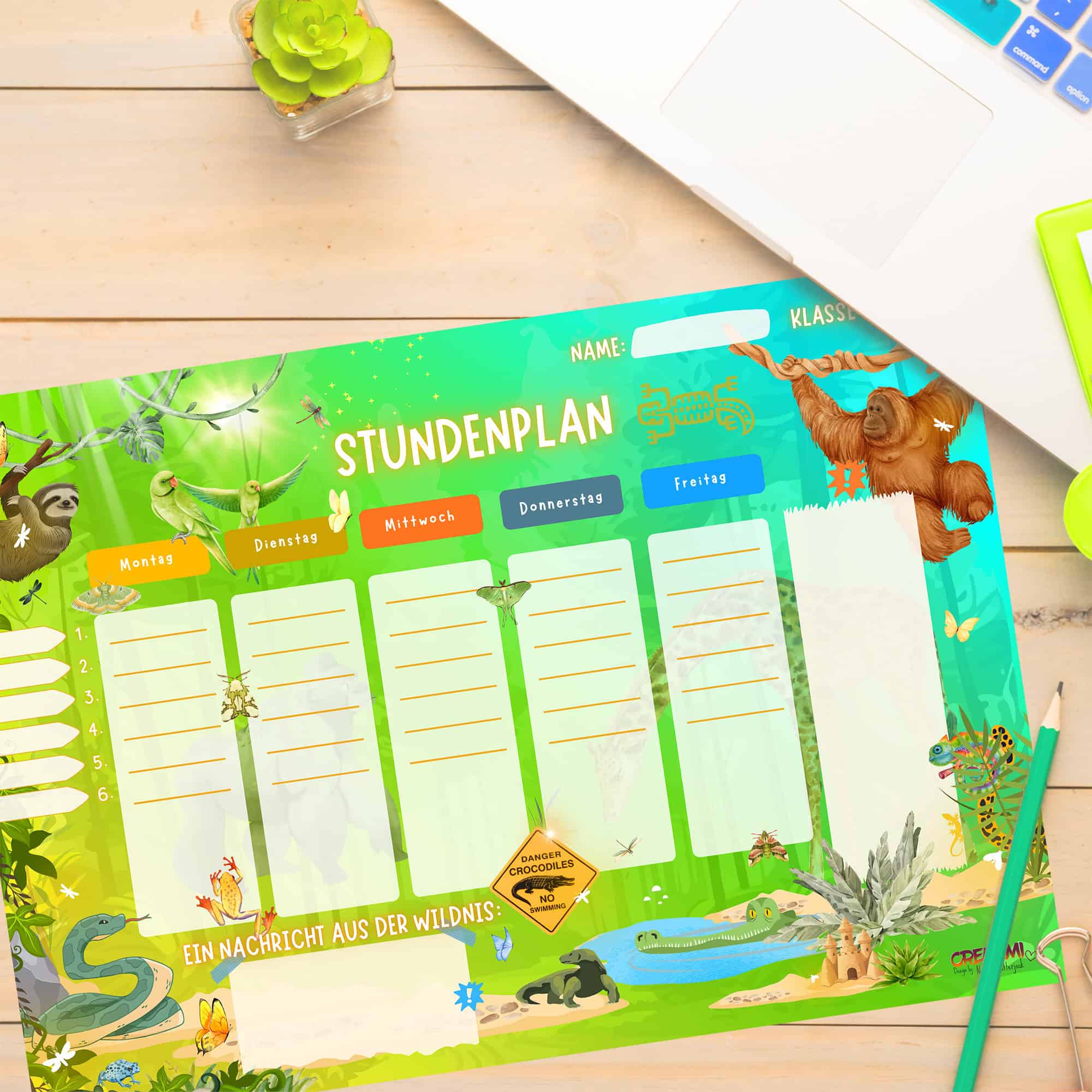 Programma serale "Giungla al tramonto" per bambini da tenere sulla scrivania — Crealumi Jungle Evening