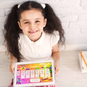Stundenplan Hexe für Kinder am Tablet — Crealumi Hexenschatz