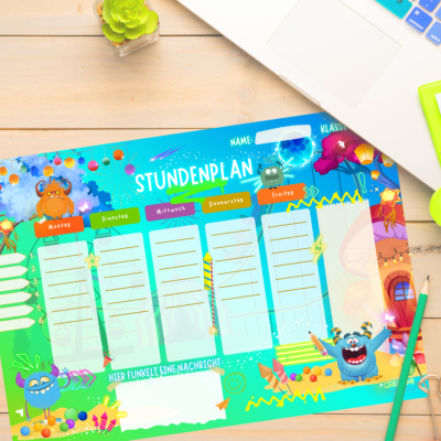 Monstruo de horarios para niños en el escritorio — Crealumi Monsterama
