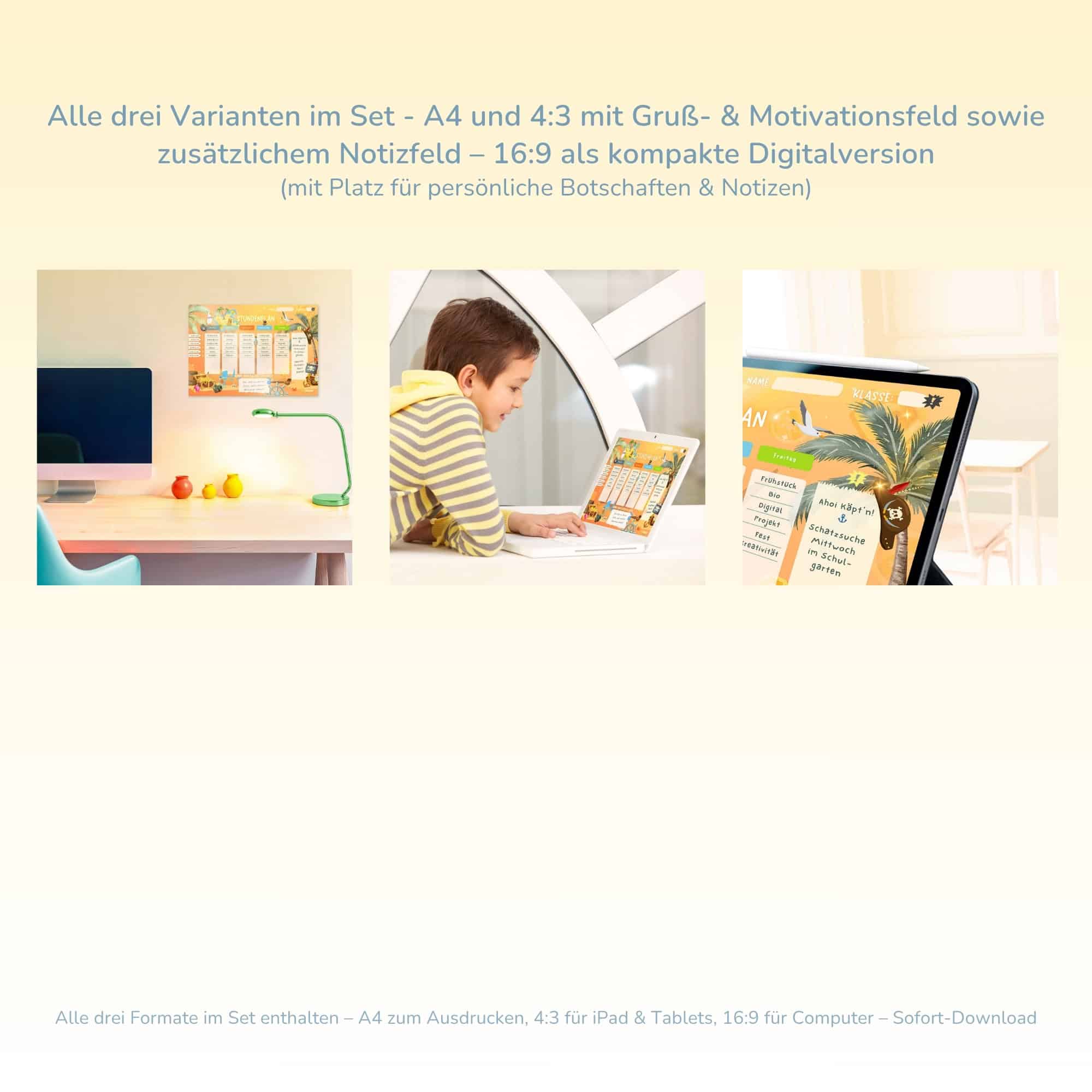 Pirate Timetable for Children: Overview of all 3 formats — Crealumi Gold and more
