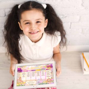 Stundenplan Prinzessin für Kinder am Tablet — Crealumi Traumschlösschen