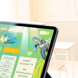 Stundenplan Unterwasser bei Mondschein für Kinder Namensfeld-Detail — Crealumi Ozeanglimmer