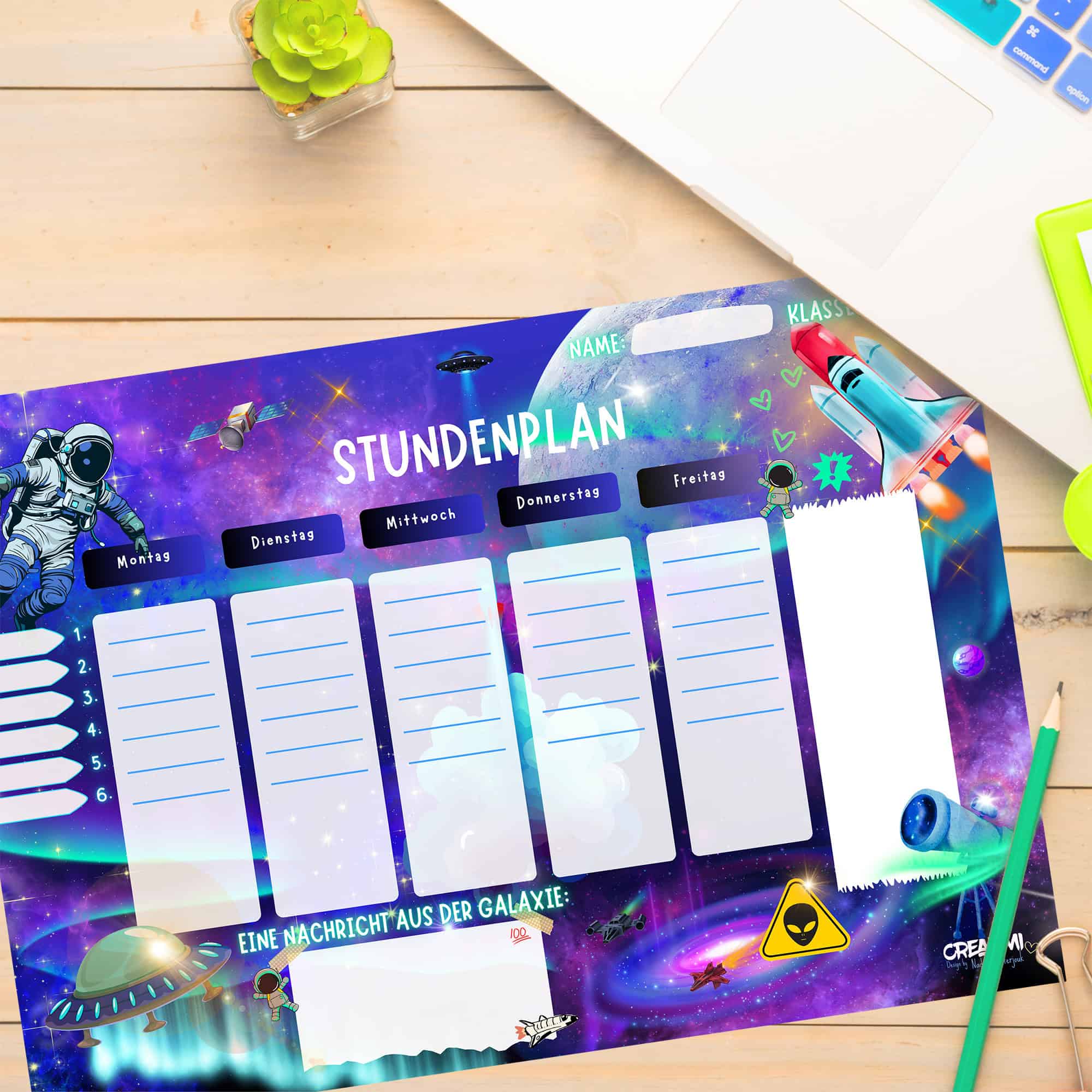 Orario spaziale per bambini sulla scrivania — Crálumi Star Hunters