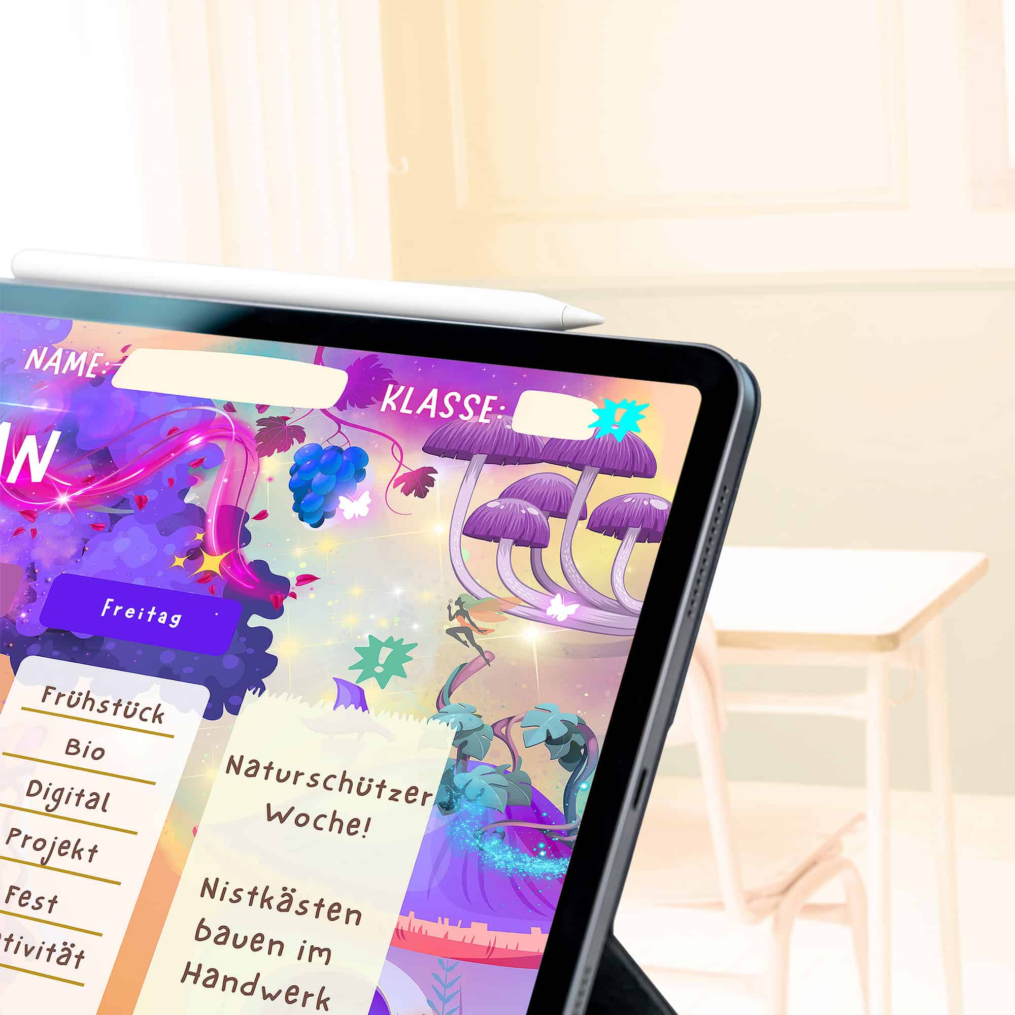 Stundenplan Zauberwald für Kinder Namensfeld-Detail — Crealumi Zauberwald