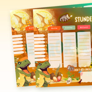 Stundenplan Dinosaurier für Kinder mit Auswahl 6 und 8 Schulstunden — Crealumi Urzeitgebrüll
