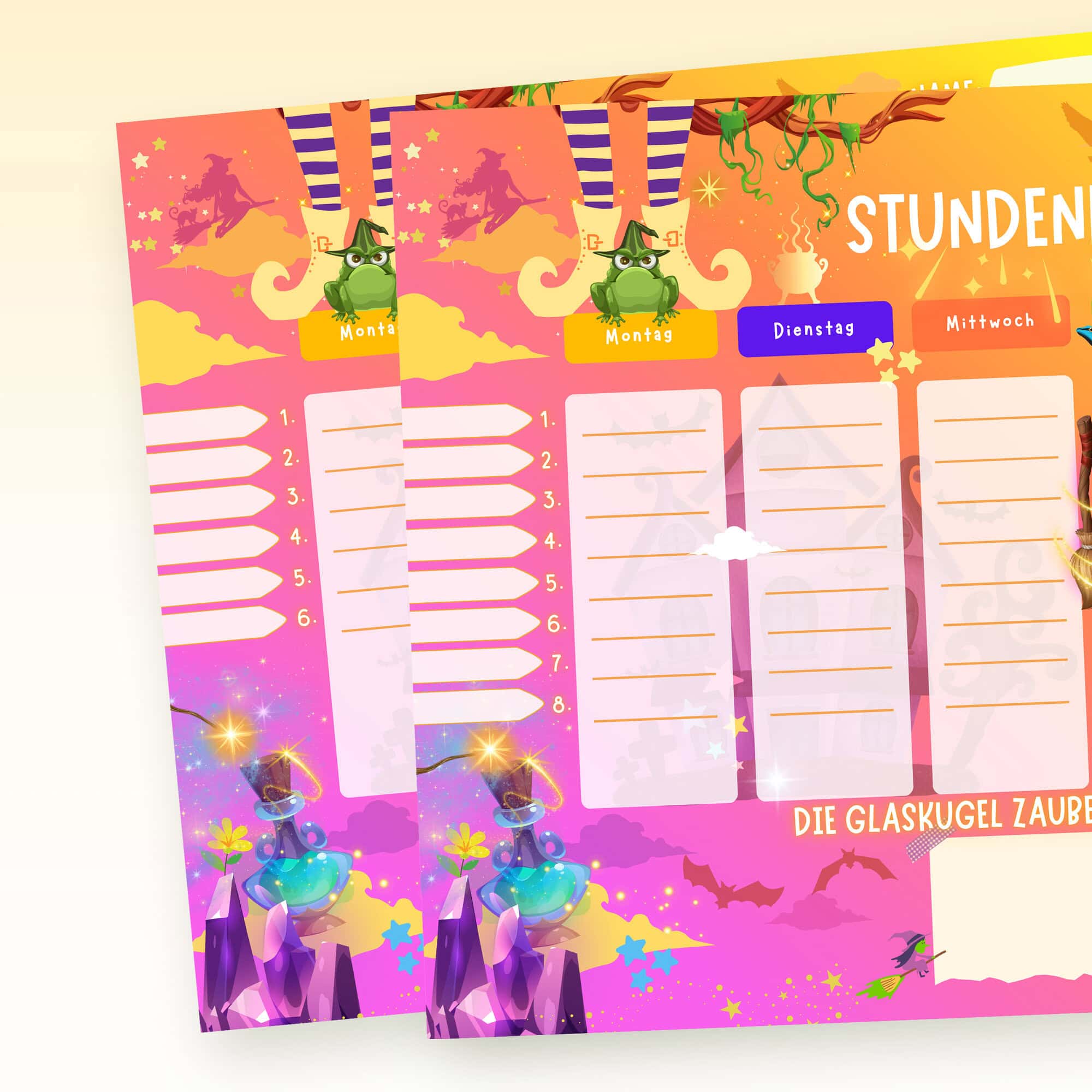 Witch Timetable for Children with Choice of 6 and 8 School Periods — Crealumi Witch Treasure