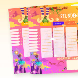 Stundenplan Hexe für Kinder mit Auswahl 6 und 8 Schulstunden — Crealumi Hexenschatz