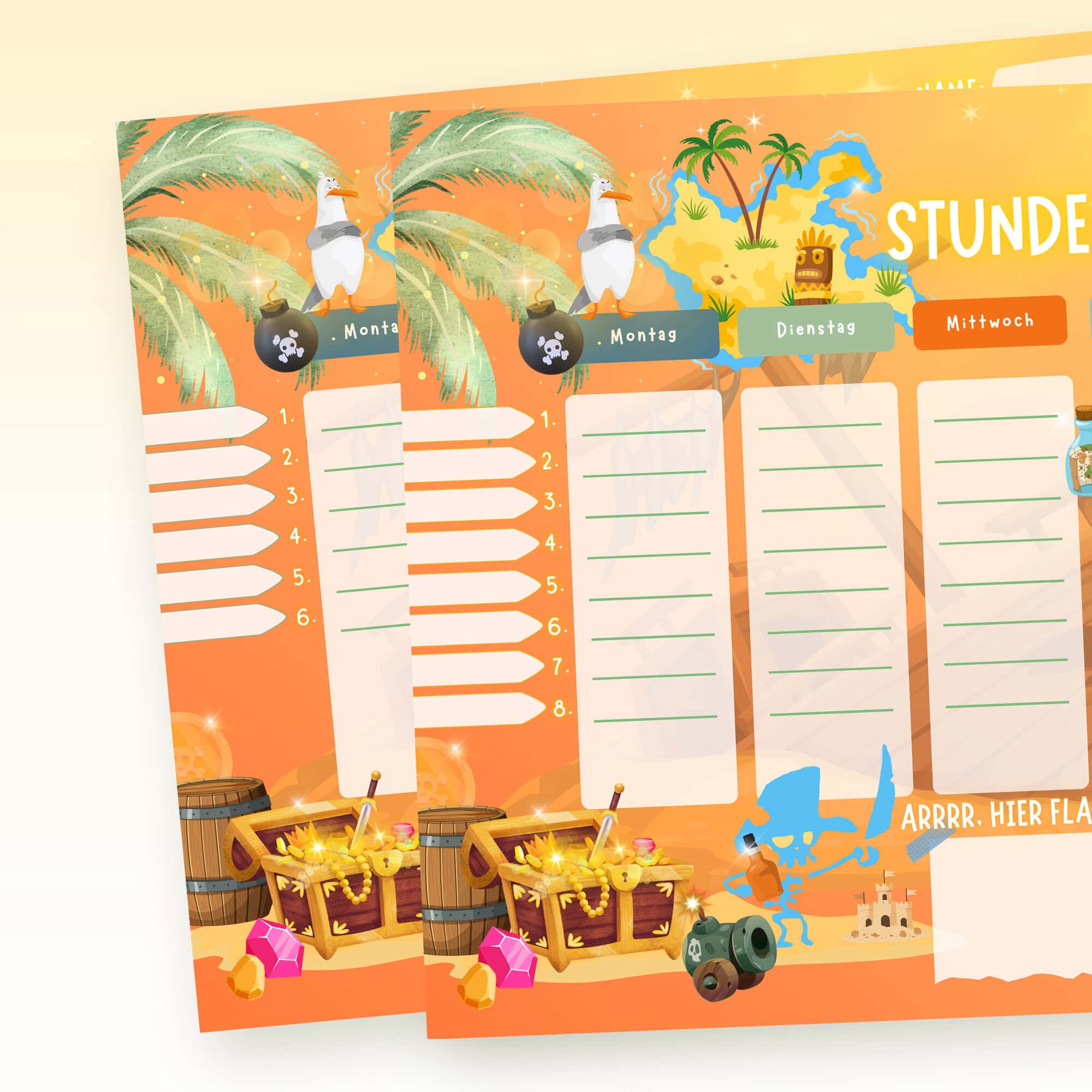 Pirate Timetable for Children - Name Field Details — Crealumi Gold and More