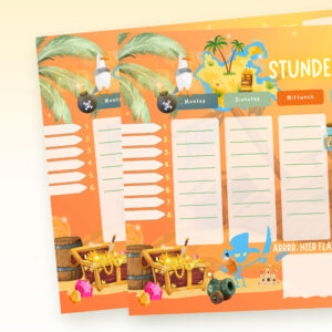 Stundenplan Piraten für Kinder Namensfeld-Detail — Crealumi Gold und noch Meer
