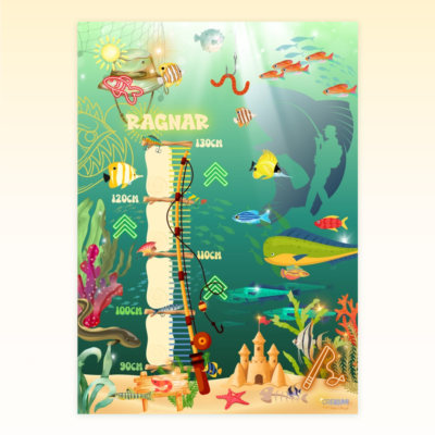 Poster di crescita per bambini con un design a tema pesca - Crealumi