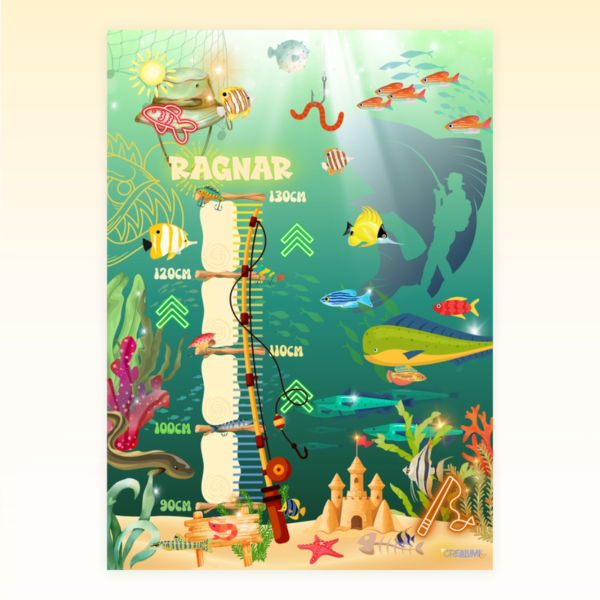Poster di crescita per bambini con un design a tema pesca - Crealumi