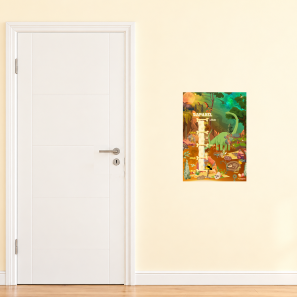 Poster di crescita a tema dinosauri per bambini, da posizionare accanto a una porta per confrontare le dimensioni - Crealumi