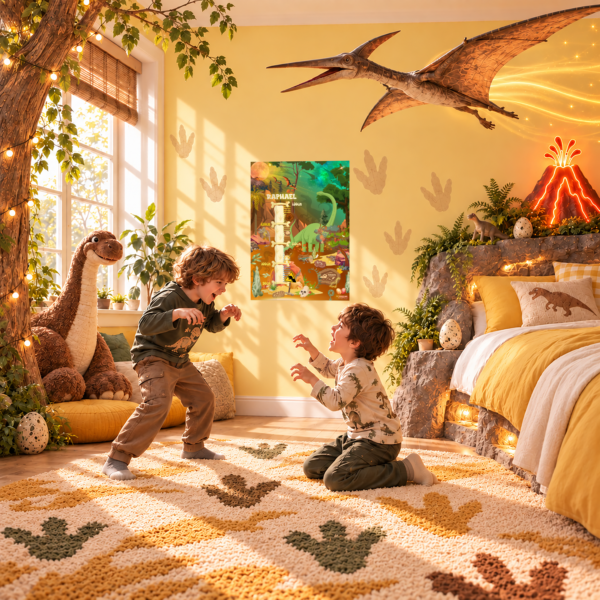 Poster di crescita a tema dinosauri per camerette - Crealumi