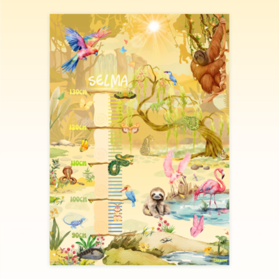 Affiche de croissance pour enfants, motif lever de soleil dans la jungle - Crealumi