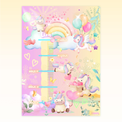 Poster di crescita per bambini con design a unicorno - Crealumi
