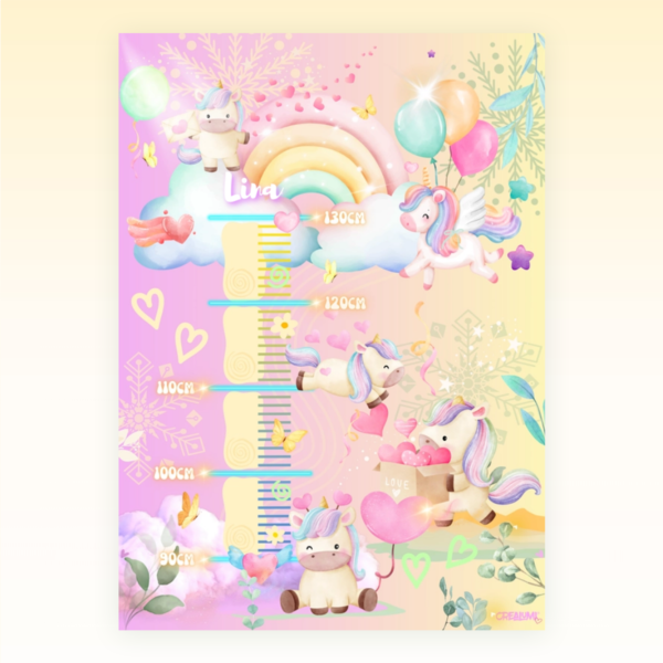 Poster di crescita per bambini con design a unicorno - Crealumi