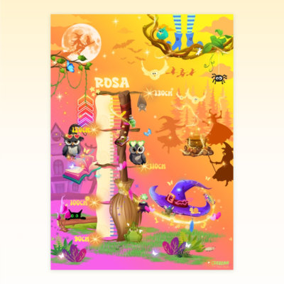 Poster di crescita per bambini con un design da strega - Crealumi
