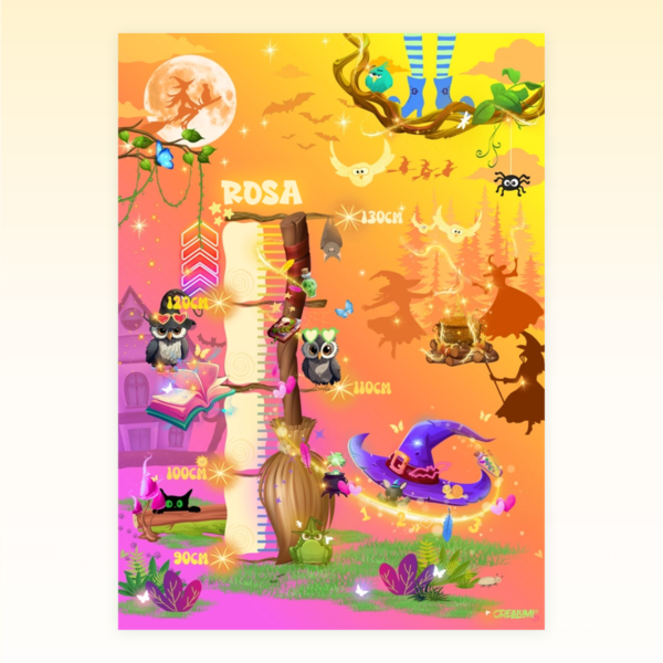 Poster di crescita per bambini con un design da strega - Crealumi