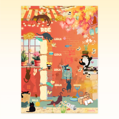Affiche de croissance sur le thème des chats pour enfants - Crealumi