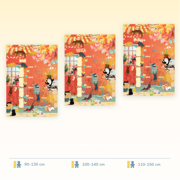 Poster de croissance pour enfants, motif chat, disponible en trois tailles - Crealumi