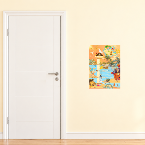Poster di crescita per bambini con design a tema pirati, da posizionare accanto a una porta per un confronto delle dimensioni - Crealumi