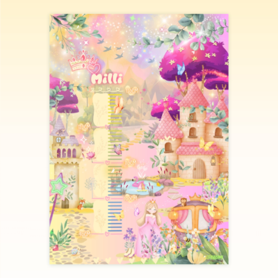 Poster di crescita a tema principesse per bambini - Crealumi