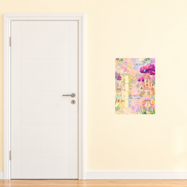 Poster di crescita a tema principesse per bambini, da posizionare accanto a una porta per confrontare le dimensioni - Crealumi