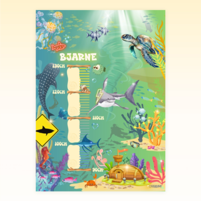 Poster di crescita per bambini con un design sottomarino al chiaro di luna - Crealumi