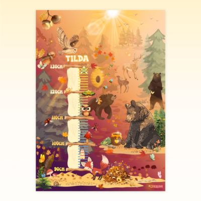 Affiche de croissance pour enfants, motif amis de la forêt - Crealumi