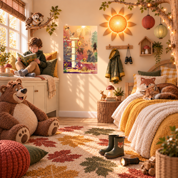 Affiche de croissance pour enfants, motif amis de la forêt, pour la chambre d'enfant - Crealumi