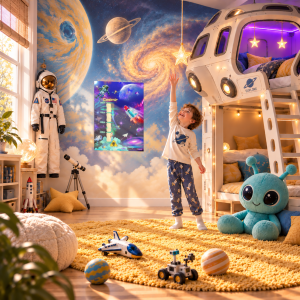 Poster di crescita per bambini in un progetto di spazio per la cameretta - Crealumi
