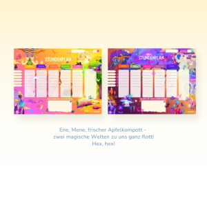 Timetable set for children in a witch and enchanted forest design for the desk - Crealumi