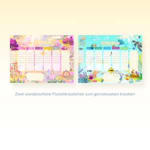 Stundenplan-Set für Kinder im Prinzessin- und Unterwasser-Design - Crealumi