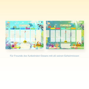 Lot de 2 tablettes horaires pour enfants, motif sous-marin Soleil et Clair de Lune - Crealumi