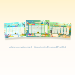 Timetable 3-piece set for children in underwater and fishing design - Crealumi