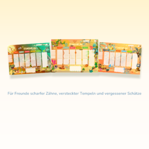Ensemble de 3 pièces Timetable pour enfants, motifs dinosaures, aztèques et pirates - Crealumi
